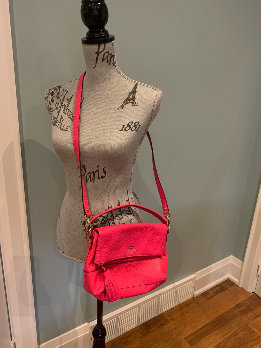 kate spade Hot Pink Leather Shoulder Bag with Tassel